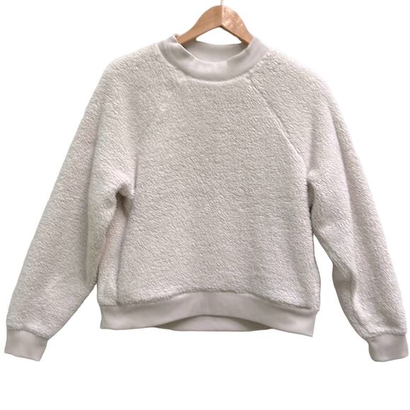 Athleta S Asana Sherpa Sweatshirt Size S Natural Relaxed Cozy - Picture 1 of 9